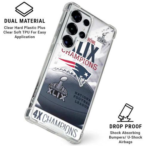 NFL New England Patriots Super Bowl Champs Galaxy S25 Ultra Clear Case